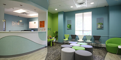 Welcoming modern dental waiting area