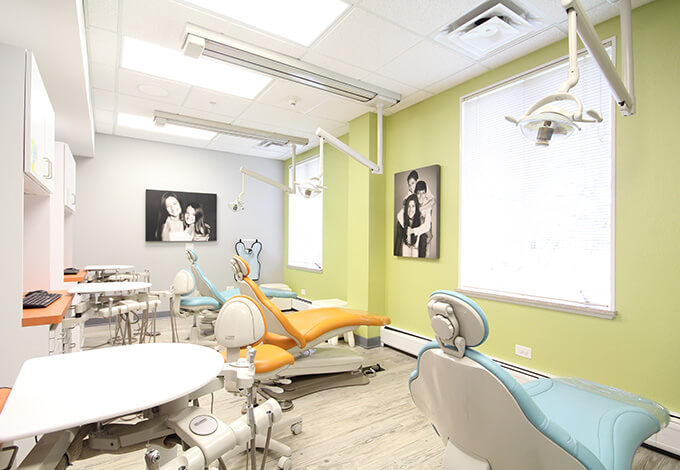 Row of dental treatment chairs