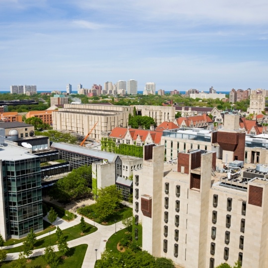 Aerial view of university campus